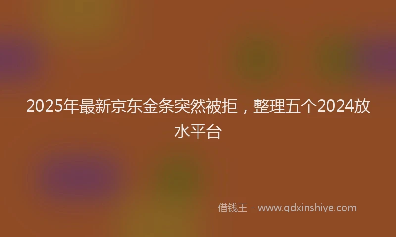2025年最新京东金条突然被拒，整理五个2024放水平台