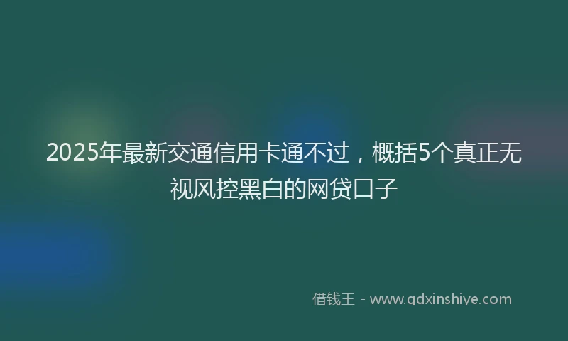 2025年最新交通信用卡通不过，概括5个真正无视风控黑白的网贷口子