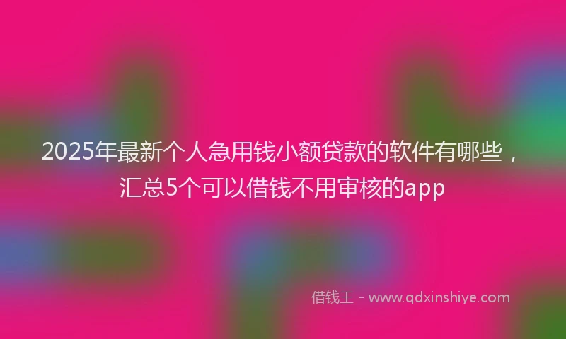 2025年最新个人急用钱小额贷款的软件有哪些，汇总5个可以借钱不用审核的app