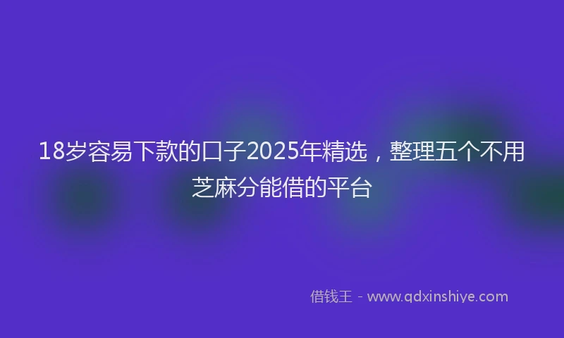 18岁容易下款的口子2025年精选，整理五个不用芝麻分能借的平台