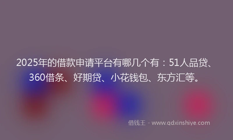 2025年的借款申请平台有哪几个有：51人品贷、360借条、好期贷、小花钱包、东方汇等。