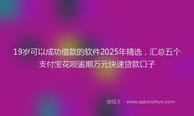 19岁可以成功借款的软件2025年精选，汇总五个支付宝花呗逾期万元快速贷款口子