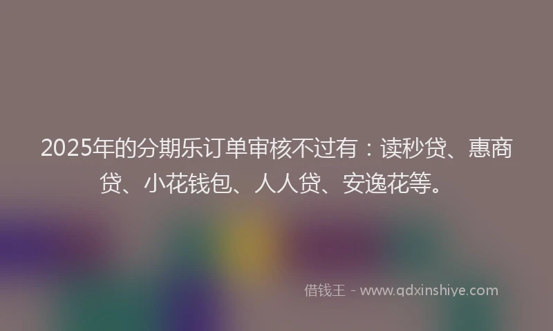 2025年的分期乐订单审核不过有：读秒贷、惠商贷、小花钱包、人人贷、安逸花等。
