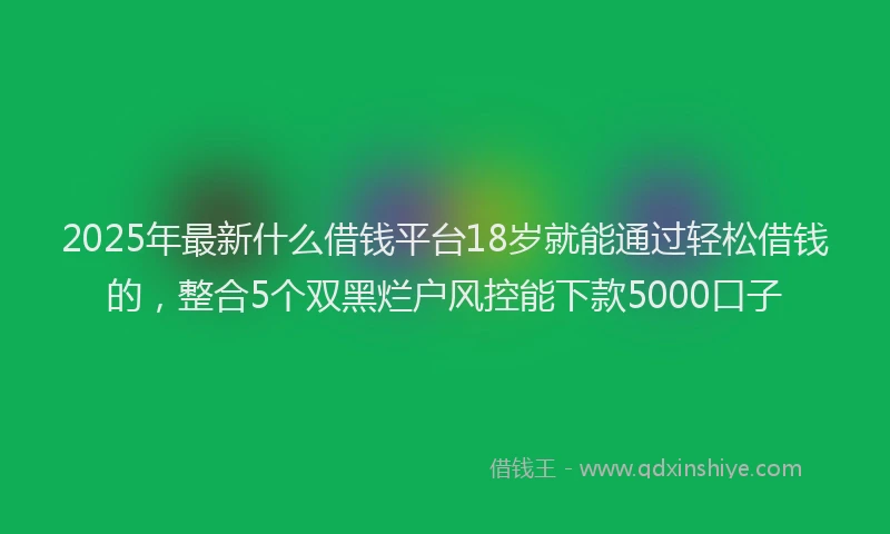 2025年最新什么借钱平台18岁就能通过轻松借钱的，整合5个双黑烂户风控能下款5000口子