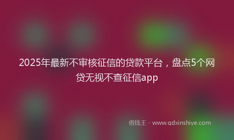2025年最新不审核征信的贷款平台，盘点5个网贷无视不查征信app