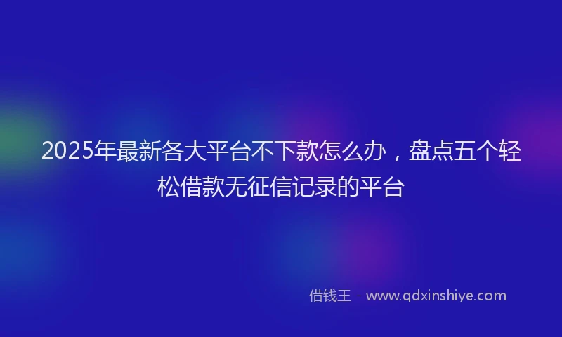 2025年最新各大平台不下款怎么办，盘点五个轻松借款无征信记录的平台