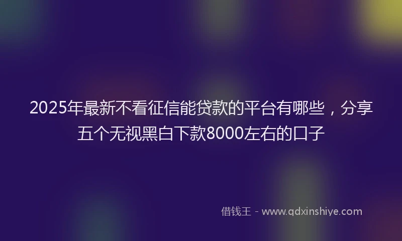 2025年最新不看征信能贷款的平台有哪些，分享五个无视黑白下款8000左右的口子