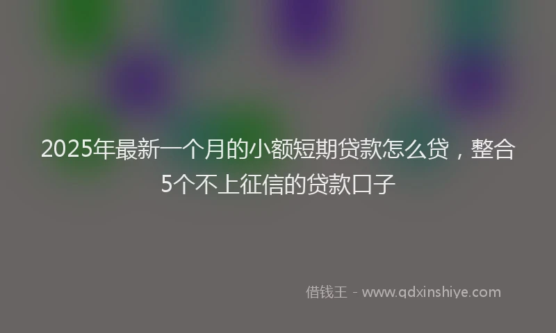 2025年最新一个月的小额短期贷款怎么贷，整合5个不上征信的贷款口子