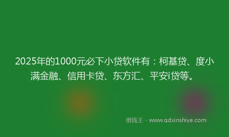 2025年的1000元必下小贷软件有：柯基贷、度小满金融、信用卡贷、东方汇、平安i贷等。