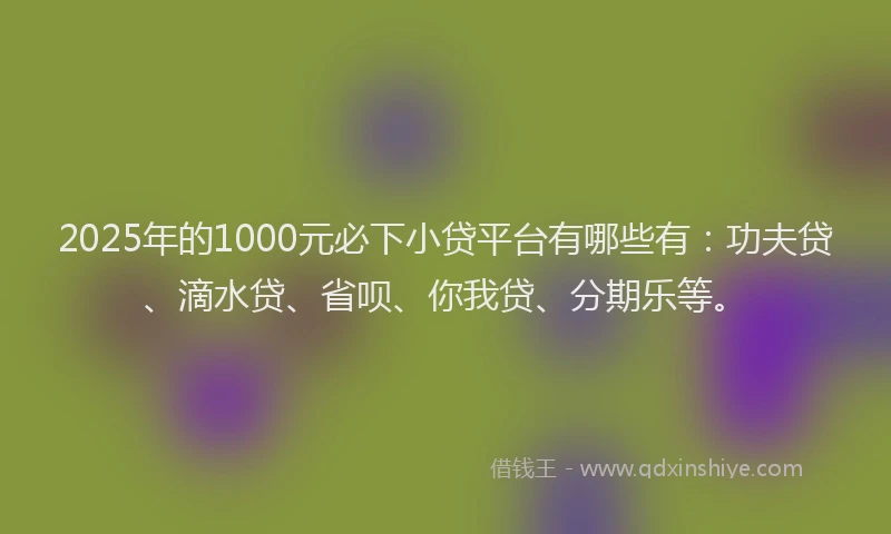 2025年的1000元必下小贷平台有哪些有：功夫贷、滴水贷、省呗、你我贷、分期乐等。