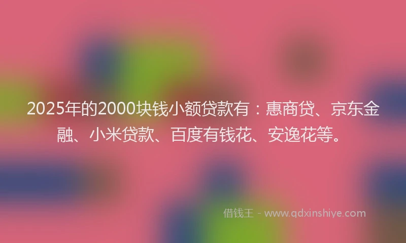 2025年的2000块钱小额贷款有：惠商贷、京东金融、小米贷款、百度有钱花、安逸花等。