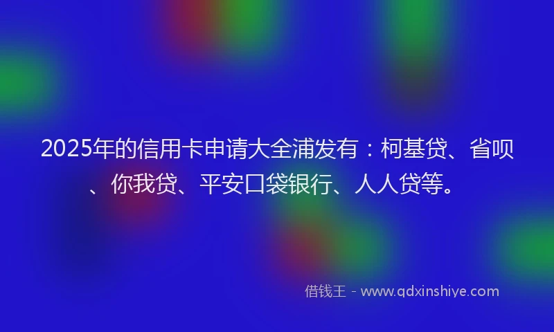 2025年的信用卡申请大全浦发有：柯基贷、省呗、你我贷、平安口袋银行、人人贷等。