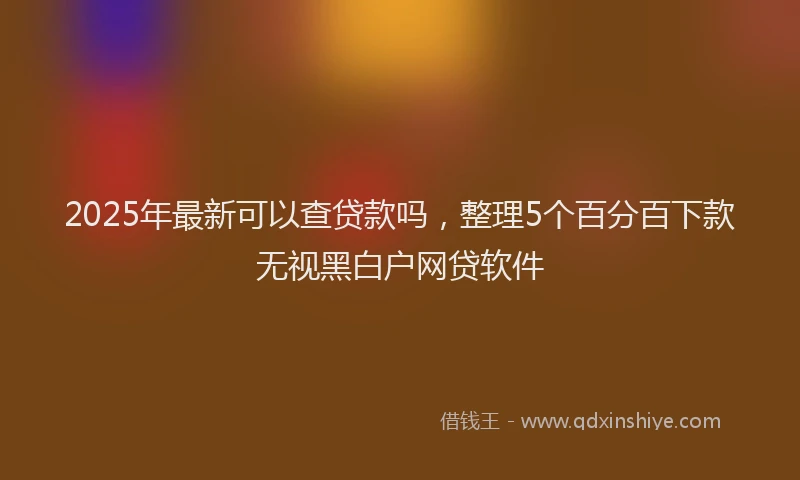 2025年最新可以查贷款吗，整理5个百分百下款无视黑白户网贷软件