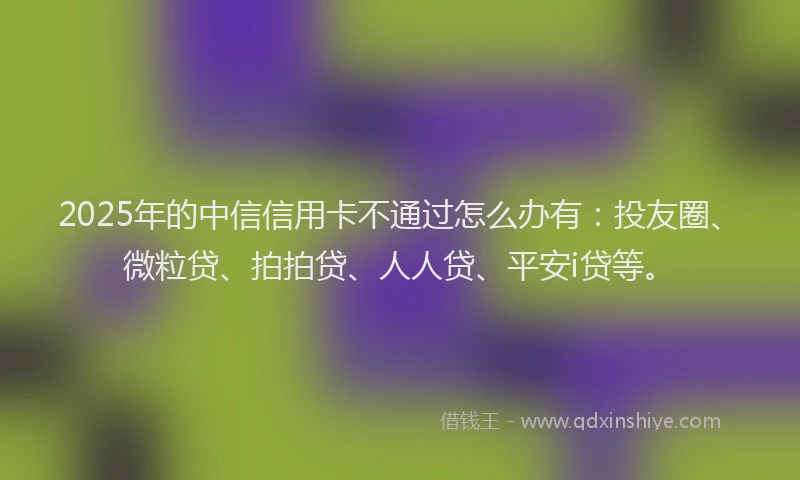 2025年的中信信用卡不通过怎么办有：投友圈、微粒贷、拍拍贷、人人贷、平安i贷等。