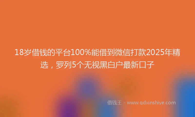 18岁借钱的平台100%能借到微信打款2025年精选，罗列5个无视黑白户最新口子
