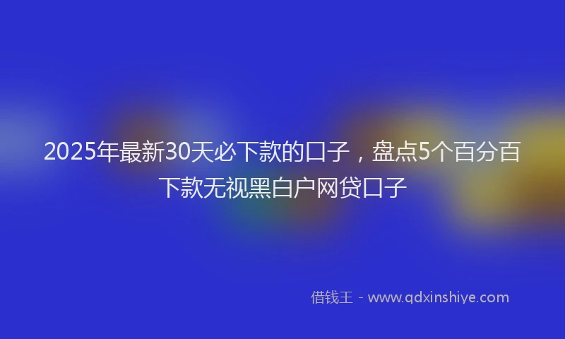 2025年最新30天必下款的口子，盘点5个百分百下款无视黑白户网贷口子