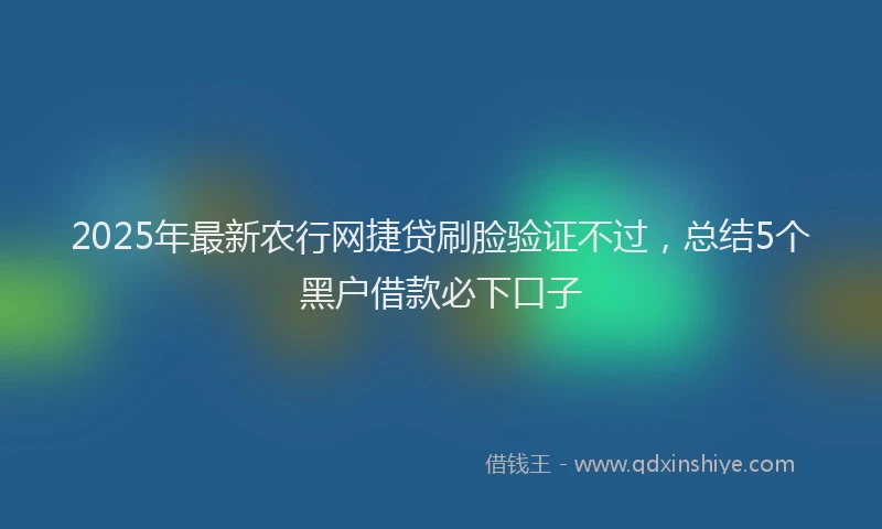 2025年最新农行网捷贷刷脸验证不过，总结5个黑户借款必下口子