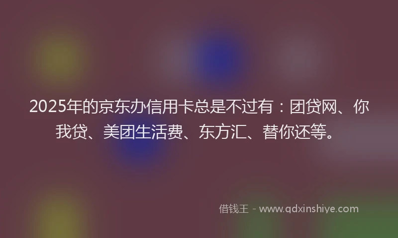 2025年的京东办信用卡总是不过有：团贷网、你我贷、美团生活费、东方汇、替你还等。