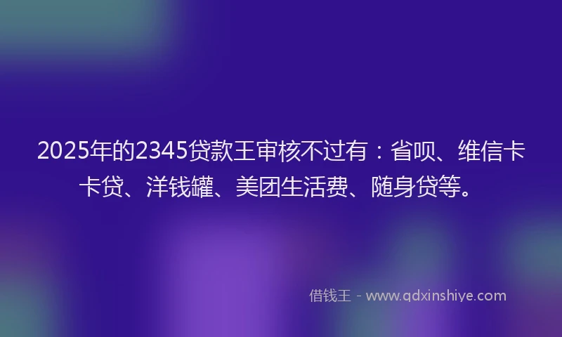 2025年的2345贷款王审核不过有：省呗、维信卡卡贷、洋钱罐、美团生活费、随身贷等。