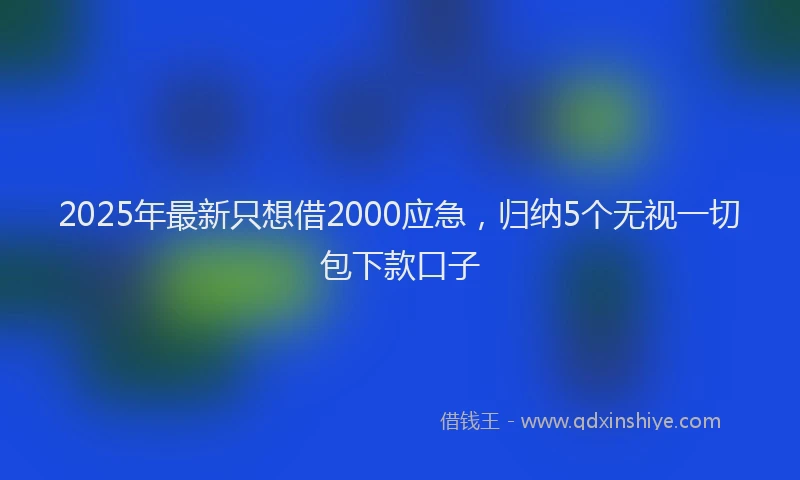 2025年最新只想借2000应急，归纳5个无视一切包下款口子