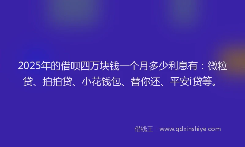 2025年的借呗四万块钱一个月多少利息有：微粒贷、拍拍贷、小花钱包、替你还、平安i贷等。