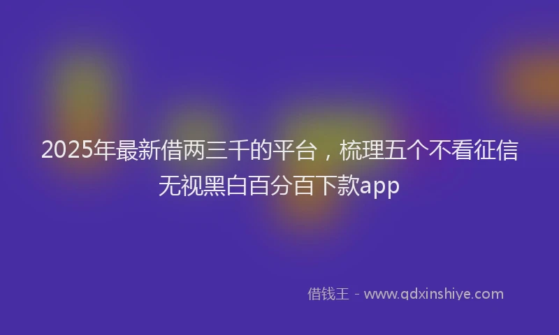 2025年最新借两三千的平台，梳理五个不看征信无视黑白百分百下款app