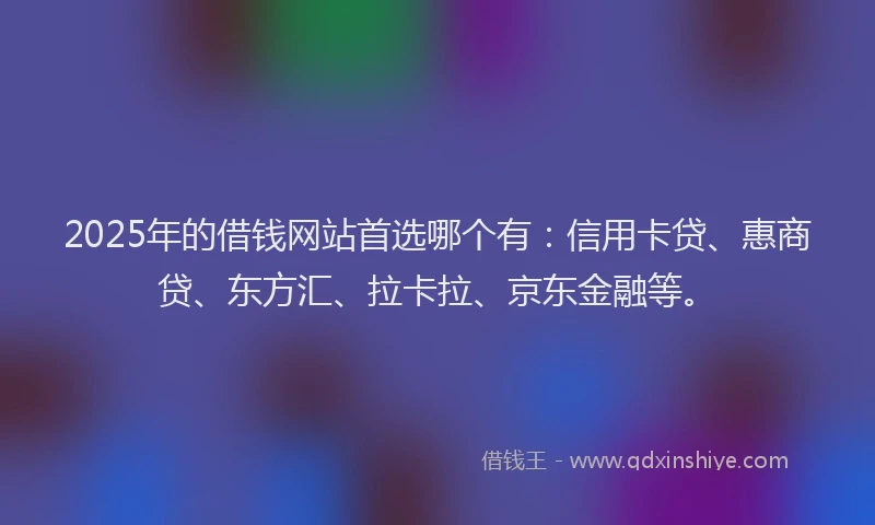 2025年的借钱网站首选哪个有：信用卡贷、惠商贷、东方汇、拉卡拉、京东金融等。