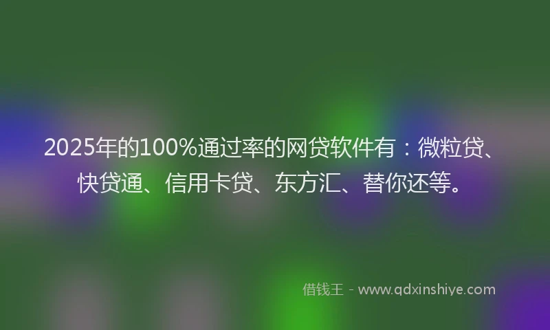 2025年的100%通过率的网贷软件有：微粒贷、快贷通、信用卡贷、东方汇、替你还等。