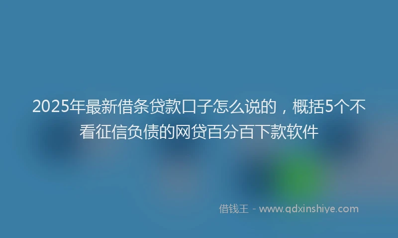 2025年最新借条贷款口子怎么说的，概括5个不看征信负债的网贷百分百下款软件