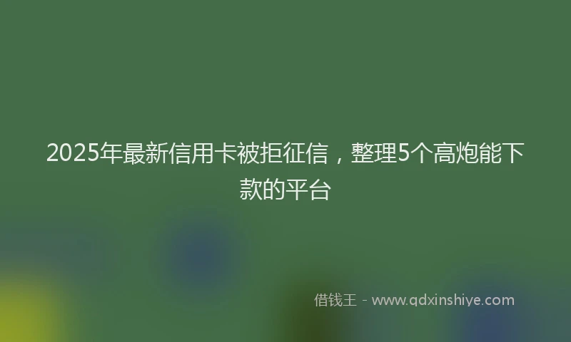 2025年最新信用卡被拒征信，整理5个高炮能下款的平台