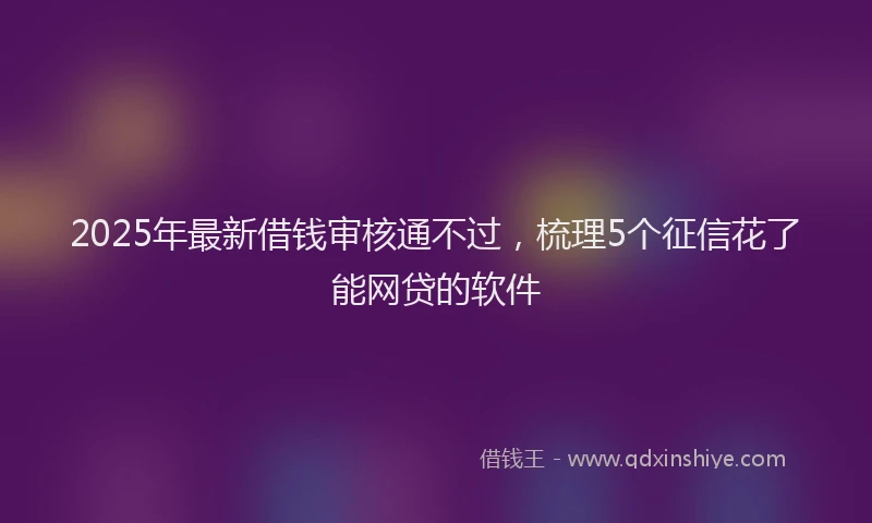 2025年最新借钱审核通不过，梳理5个征信花了能网贷的软件