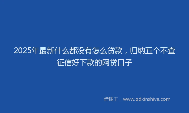 2025年最新什么都没有怎么贷款，归纳五个不查征信好下款的网贷口子