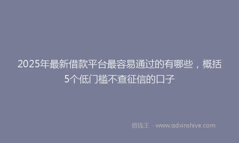 2025年最新借款平台最容易通过的有哪些，概括5个低门槛不查征信的口子