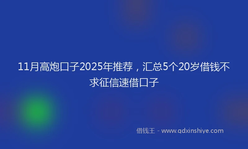 11月高炮口子2025年推荐，汇总5个20岁借钱不求征信速借口子