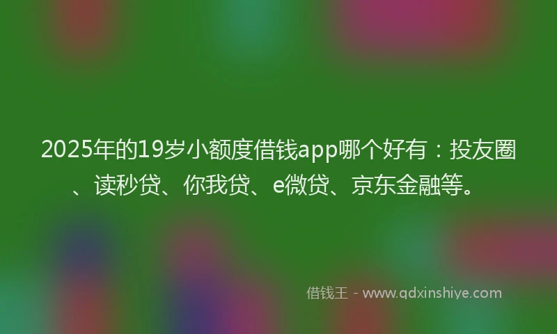 2025年的19岁小额度借钱app哪个好有：投友圈、读秒贷、你我贷、e微贷、京东金融等。