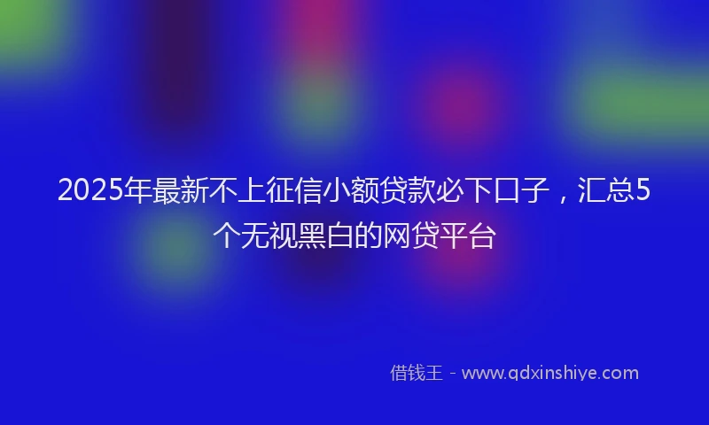 2025年最新不上征信小额贷款必下口子，汇总5个无视黑白的网贷平台