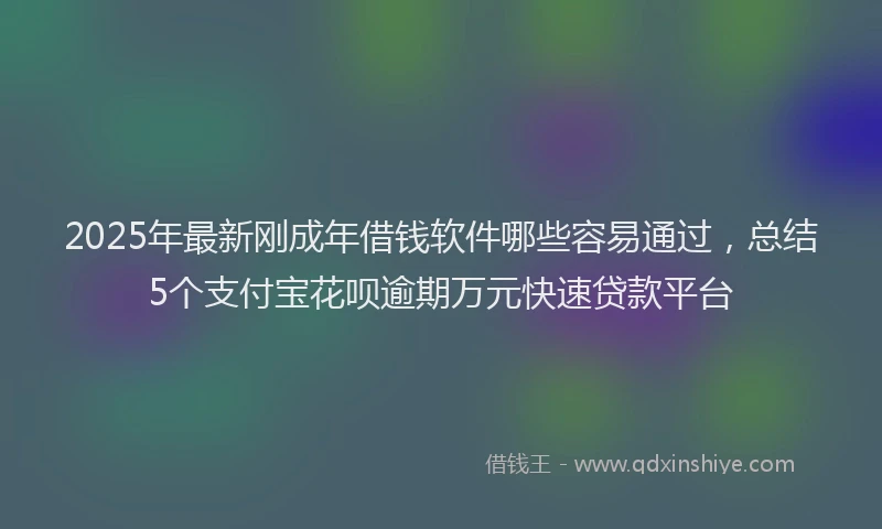 2025年最新刚成年借钱软件哪些容易通过，总结5个支付宝花呗逾期万元快速贷款平台