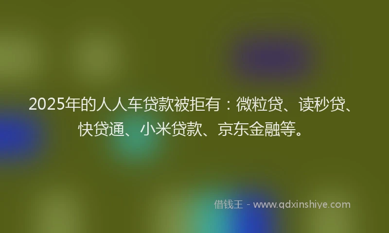 2025年的人人车贷款被拒有：微粒贷、读秒贷、快贷通、小米贷款、京东金融等。