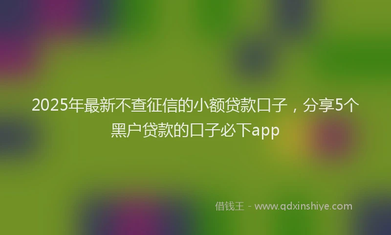 2025年最新不查征信的小额贷款口子，分享5个黑户贷款的口子必下app