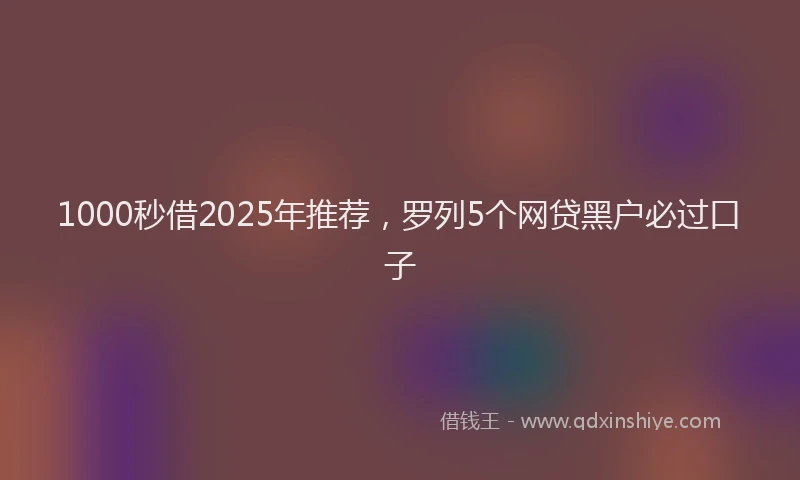 1000秒借2025年推荐，罗列5个网贷黑户必过口子