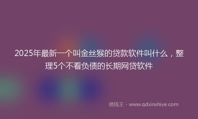 2025年最新一个叫金丝猴的贷款软件叫什么，整理5个不看负债的长期网贷软件