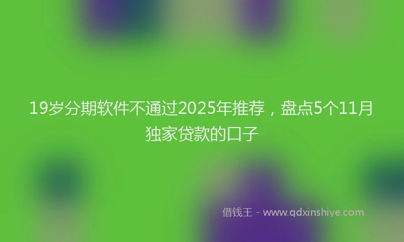 19岁分期软件不通过2025年推荐，盘点5个11月独家贷款的口子