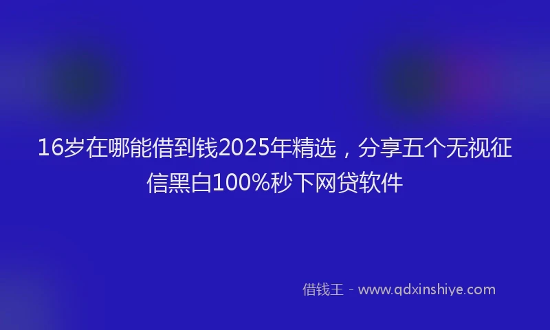 16岁在哪能借到钱2025年精选，分享五个无视征信黑白100%秒下网贷软件