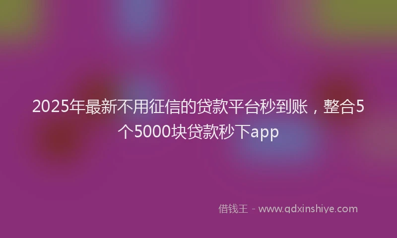 2025年最新不用征信的贷款平台秒到账，整合5个5000块贷款秒下app