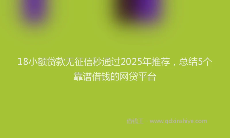 18小额贷款无征信秒通过2025年推荐，总结5个靠谱借钱的网贷平台