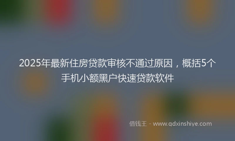 2025年最新住房贷款审核不通过原因，概括5个手机小额黑户快速贷款软件
