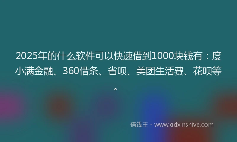 2025年的什么软件可以快速借到1000块钱有：度小满金融、360借条、省呗、美团生活费、花呗等。
