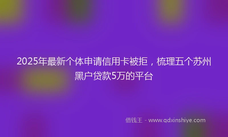 2025年最新个体申请信用卡被拒，梳理五个苏州黑户贷款5万的平台