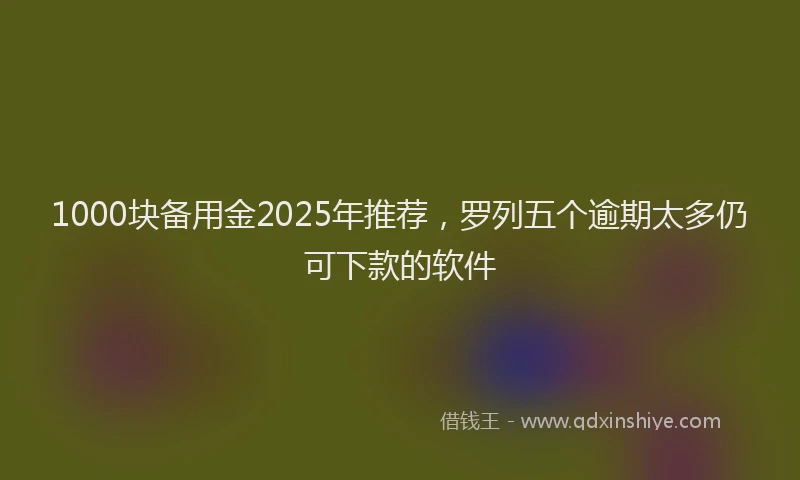 1000块备用金2025年推荐，罗列五个逾期太多仍可下款的软件