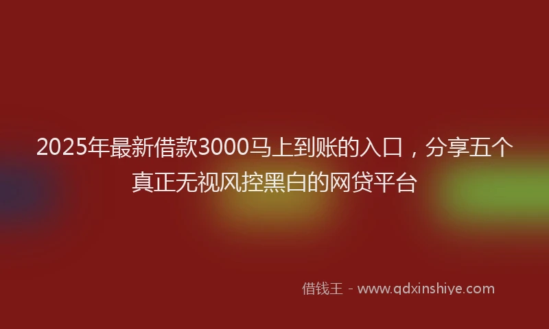 2025年最新借款3000马上到账的入口，分享五个真正无视风控黑白的网贷平台